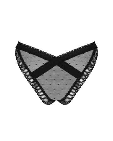 Кружевные трусики с заниженной талией Obsessive Estiqua panties XS/S, black || 