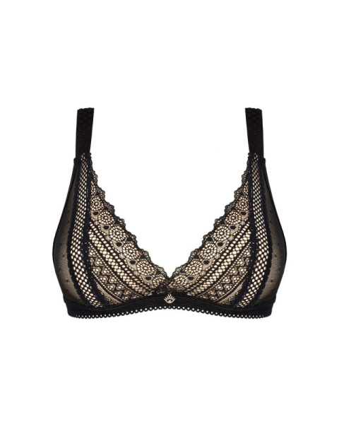 Кружевной бюстгальтер с треугольной чашкой Obsessive Estiqua bra XS/S, черный, широкие лямки