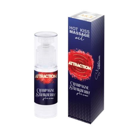Съедобное массажное масло MAI Attraction Champagne Strawberry Hot Kiss (50 мл) || 