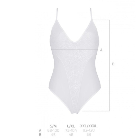 Боди с ажурным декором и открытым шагом Ursula Body white XXL/XXXL — Passion || 