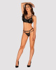 Эротический комплект под латекс со стрепами Obsessive Bagirela 2-pcs set S/M, черный, под леопард, б || 