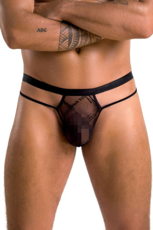 Мужские прозрачные стринги Passion 029 Thong Collin L/XL Black, сетка