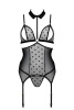 Корсет с открытой грудью Passion DOMINICA CORSET S/M black, пажи для чулок, стринги || 
