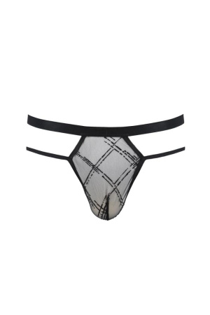 Мужские прозрачные стринги Passion 029 Thong Collin L/XL Black, сетка || 