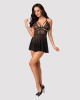 Эротический кружевной комплект с сеточкой Obsessive 838-BAB-1 babydoll & thong black L/XL, черный, п || 