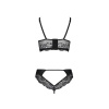 Комплект из эко-кожи с кружевом Loona Set black L/XL - Passion, бра и трусики || 