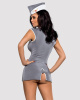 Эротический костюм стюардессы Obsessive Stewardess 3 pcs costume grey S/M, серый, платье, стринги, п || 