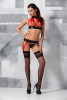 Комплект женского белья из ремешков Passion Aziza S/M, красный, бюстгальтер, пояс, стринги || 