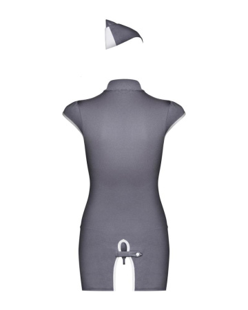 Эротический костюм стюардессы Obsessive Stewardess 3 pcs costume grey S/M, серый, платье, стринги, п || 