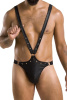 Мужское боди с люверсами Passion 028 Harry S/M Black, экокожа, на лямках