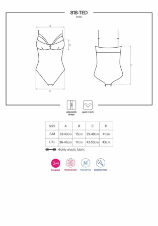 Кружевное боди с доступом 818-TED-1 teddy M/L, черное || 