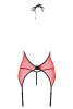 Корсет с пажами для чулок Passion PEONIA CORSET S/M red, стринги || 