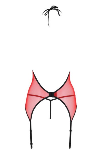Корсет с пажами для чулок Passion PEONIA CORSET S/M red, стринги