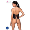 Боди из эко-кожи с имитацией шнуровки и открытым доступом Nancy Body black L/XL - Passion || 