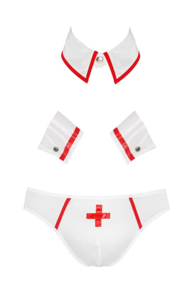 Комплект эротического мужского белья Passion 037 Gregory XXL/XXXL White, трусы, воротник, манжеты