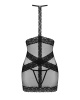 Полупрозрачная сорочка с открытой грудью Obsessive Lacrisia chemise M/L, черная, с чокером || 