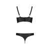 Комплект из эко-кожи с люверсами и ремешками Malwia Bikini black S/M — Passion, бра и трусики || 