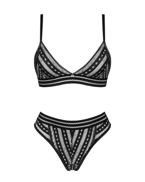 Комплект белья Obsessive Natilya 2-pcs set XS/S, black, бюстгальтер, трусики