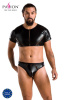 Комплект мужского белья под латекс Passion 057 Set Peter S/M Black, кроп-топ, стринги || 