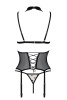 Корсет с открытой грудью Passion DOMINICA CORSET L/XL beige, пажи для чулок, стринги || 