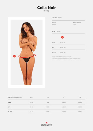 Прозрачные стринги с кружевом Obsessive Celia Noir thong XS/S || 