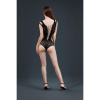 Боди Moonlight Model 11 XS-L Black, глубокое декольте, вставки из крупной сетки по бокам, имитация т || 
