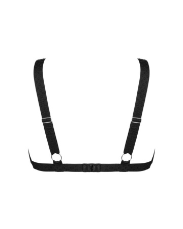 Кружевной бюстгальтер с треугольной чашкой Obsessive Estiqua bra XS/S, черный, широкие лямки || 