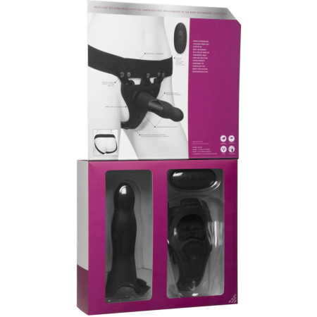 Страпон унисекс Doc Johnson Body Extensions – Be Aroused, вибрация, пульт управления, полая насадка || 