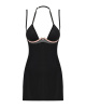 Сорочка Obsessive Selinne chemise & thong M/L Black, стринги, двойные бретели || 