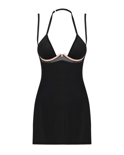 Сорочка Obsessive Selinne chemise & thong M/L Black, стринги, двойные бретели