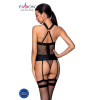 Сетчатый комплект корсет с халтером, съемные подвязки и трусики Amanda Corset black S/M - Passion || 
