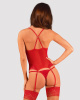 Прозрачный корсет Obsessive Lacelove corset M/L Red, кружево, подвязки для чулок || 