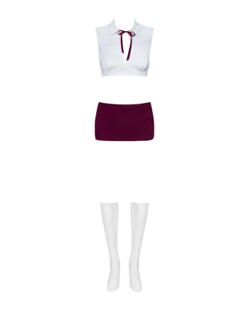 Эротический костюм студентки Obsessive Student 4 pcs costume L/XL, топ, юбка, стринги, гольфы || 
