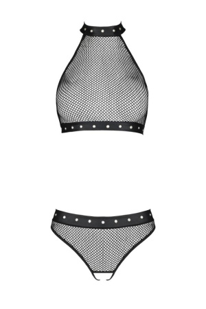 Белье с открытым доступом Passion MOONLIGHT SET XXL/XXXL black, топ, стринги || 