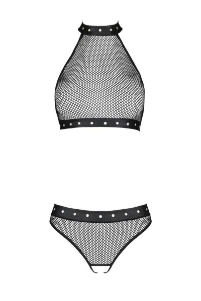 Белье с открытым доступом Passion MOONLIGHT SET XXL/XXXL black, топ, стринги